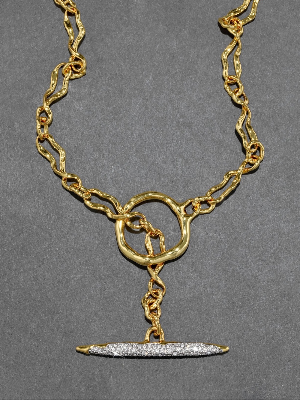 Alexis Bittar Solanales Gold Crystal Toggle Necklace